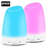 Iextreme 2PACK Essential Oil Diffuser, 120ml Aroma Humidifier Auto Shut Off 8 Colorful LED Light Wood Grain diffuser, Adjustable Mode Aroma Diffuser For Yoga, Spa, Home, Office