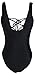 Zero City Women's Monikini Swimsuit One Piece Sexy Cute Bathing Suits Lace-up U Back, Black, X-Large