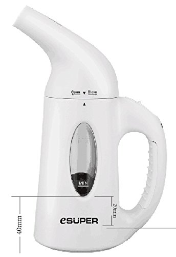 ESUPER Garment Steamer Portable Handheld Fabric Steamer Fast Heat-up Powerful Travel Garment Clothes Steamer with High Capacity for Home and Travel (120 ml, White)