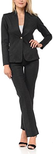Sweethabit Womens Classic Wear to Work Solid Pants Suit Set(3020set)