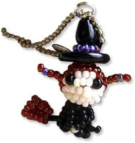 Kit, Miyuki Delica Beads & Crafts, Halloween Mascot Fan, Makes 1.4 Inch Charm & Chain No.47 Witch