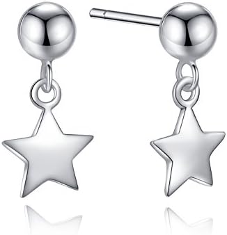 Women Stud Earrings Tiny Ball Small Pentagram Sparkle Polished Charms Sterling Sliver Valentine's Day Gifts Birthday Gifts for Women Girls Gift for Girlfriend Anniversary Gifts for Her Fashion Jewelry