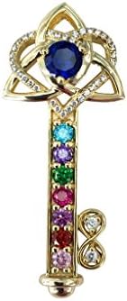 Key to Infinity Love Mother & Child Necklace w/ 1-7 Birthstones in Silver, 10K, or 14K Gold
