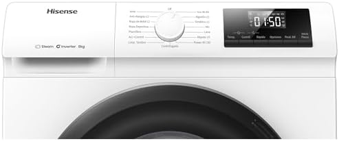 Hisense wf1q8041bw2 - máquina de lavar, classe a, 8 kg, 1400 rpm, altura 85 cm x largura 60 cm, branca, função vapor 99,9%, quick wash+, lavagem automática, conclusão retardada, tecnologia inverter