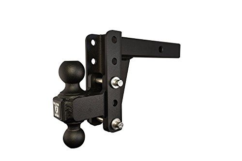 BulletProof Hitches Trailer Hitch 2.0" Adjustable Heavy Duty (22,000lb Rating) 4" Drop/Rise with 2" and 2 5/16" Dual Ball (Black Epoxy Powder Coat, Solid Steel)