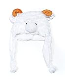 Brothship Adult/Teen Plush Animal Character Ear Flap Hat (One Size) (White Goat)