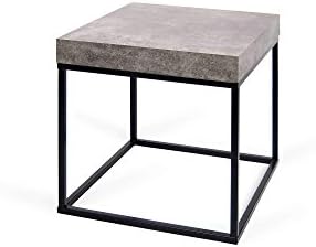 Temahome Petra End Coffee Table, Concrete Look Top/Black Legs
