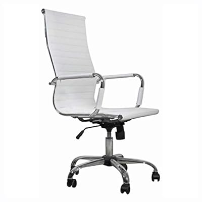 K&A Company Office Chair, White Leather Office Chair High Back
