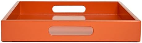 Large Coffee Table Ottoman Tray with Handles Orange