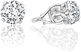 Sorel Stud Earrings Swarovski Zirconia Platinum Plated Sterling Silver Round Cut 1-5 cttw