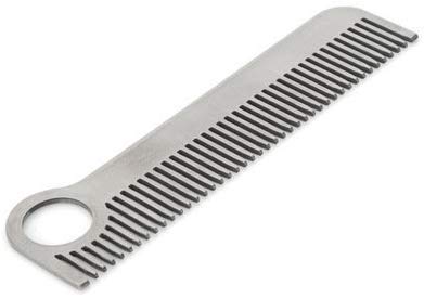 Yosoo EDC Pocket Tool Stainless Steel Matte Minimalist Engraved Tactical Metal Hair Mustache Comb (Pack of 2)