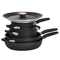 Meyer Accent Series - Hard Anodized Nonstick and Stainless Steel Pots and Pans / Essential Cookware Set, 6 Piece, Matte Black Meyer Accent Series - Hard Anodized Nonstick and Stainless Steel Pots and Pans / Essential Cookware Set, 6 Piece, Matte Black
