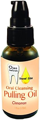 1 Oz Travel Size - Cinnamon Oral Pulling Oil - Made with Sesame Oil, Black Seed Oil, & Calendula - Lightly Sweetened w/Stevia - Sugar Free - Coconut Oil F