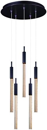 Anodized Bronze 5 Light 13In. Wide Led Pendant With Seeded Glass Shades From The Scepter Collection
