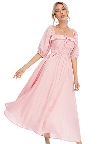 R.Vivimos Women Summer Half Sleeve Cotton Ruffled Vintage Elegant Backless A Line Flowy Long Dresses - Image 3