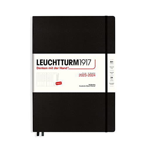 LEUCHTTURM1917 367545 Master - Agenda semanal académica (A4+) 2024, 18 meses, negro, inglés