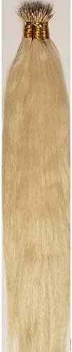 18″ 100grams,100strands ,Nano Ring (Nano Tip) Remy Human Hair Extensions #60 White Blonde (Slightly Golden)