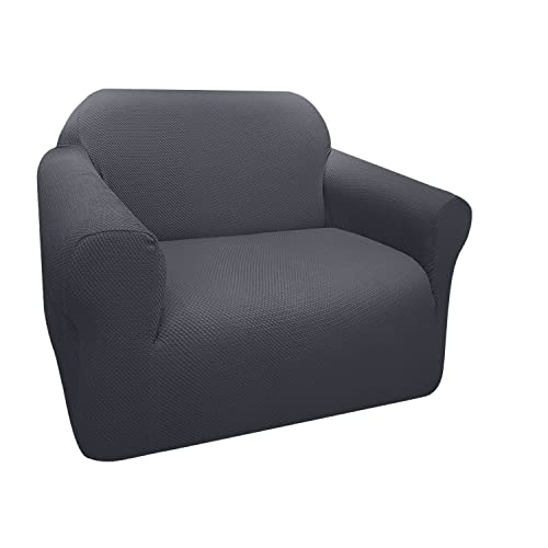 Granbest Thick Sofa Cover 1 Seater Chair Covers for Living Room Stylish Pattern Stretch Sofa Slipcover for Dog Pet Non Slip Furniture Protector Washable (1 Seater, Grey)