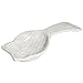 MyGift® White Ceramic Spoon Rest with Owl Design, Countertop Cooking Spoon and Ladle Holder