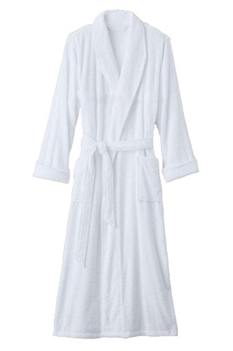 UPC 010908153982, White XXL Terry Bathrobe. Full Length 52 Inches, Long Rollup Sleeves, 2x