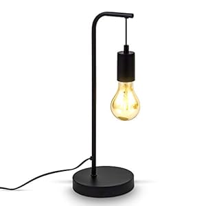 B.K.Licht I Tafellamp I retro lamp voor binnen I zwart I industrieel I metaalen bedlamp I netstroom I aan/uit schakelaar…