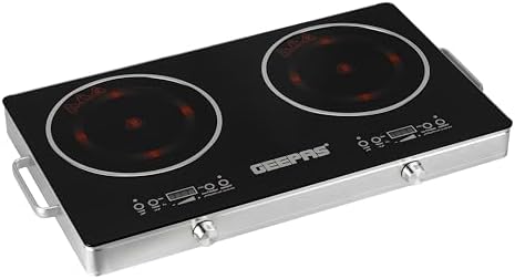 Geepas Double Burner Infrared Cooker, 99mins Timer, GIC6131 LED