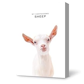 Canvas Wall Art Pretty White Sheep Canvas Painting Wall Poster Decor for Living Room Framed Home Decorations - 12x18 inches
