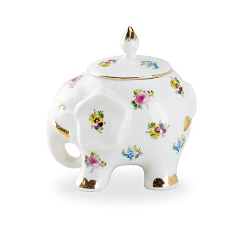 Grace Teaware Fine Porcelain Happy Elephant (3Piece Tea Set, Floral