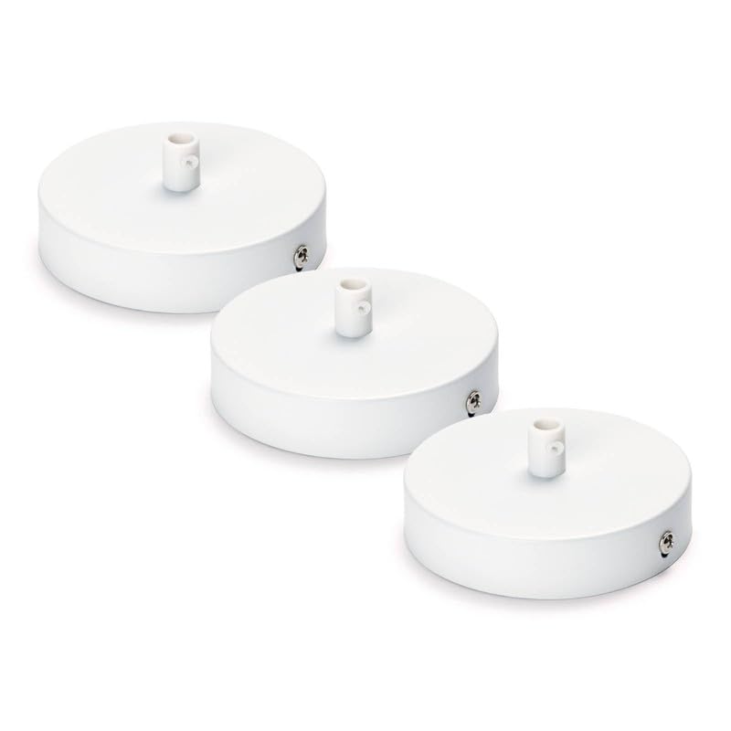 ORION LIGHTSTYLE 3 x Canopy Cover (Diameter 100 mm), Height 24 mm, Ceiling Canopy for Hanging, Metal, White