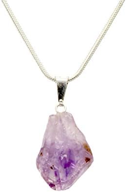 Genuine Premium Quality Healing Raw Gemstone Pendant Necklace- Amethyst, Apatite, Citrine, Emerald, Kyanite, Lepidolite, Clear & Rose Quartz, Tourmaline