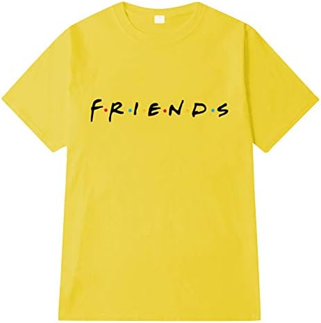 Friends TV Show T Shirts Women Funny Crewneck Tunic Top Short Sleeve Hoodie Girls Plus Size Summer Blouses Boyfriend Style Graphic Tees for Teens Casual Loose Basic Jersey T-shirt Hip Hop Streetwear