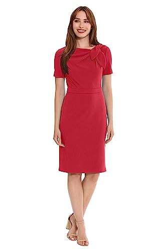London Times Women’s Dresses Polished Sheath Dress with Bow Detail Career Office Event Occasion Guest of