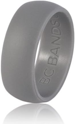 BC Bands Workproof Wedding Band for Hardworking Husbands – Tough, Comfortable, Safe, Silicone Rubber Wedding Ring With Pouch (Grey, Size 12)