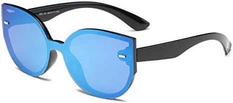Amomoma Men’s Women’s Square Cateye Rimless Sunglasses One Piece Mirrored Lens AM2012 AM2013 AM2014