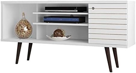 3-Shelf Solid Wood TV Stand for TVs up to 50" in White