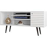 3-Shelf Solid Wood TV Stand for TVs up to 50" in White