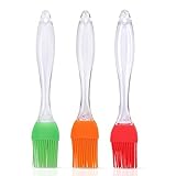 Ewinever 3-Pieces Silicone Basting | BBQ | Pastry | Oil Brush,Heat Resistant,Perfect For Grilling Marinating Barbecue Baking Kit,Assorted Colors