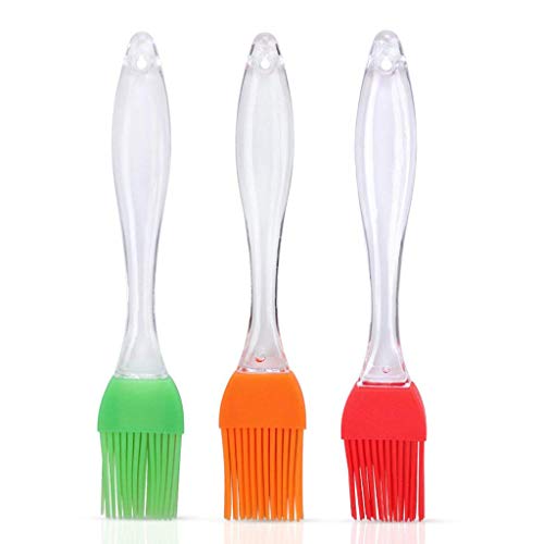 Ewinever 3-Pieces Silicone Basting | BBQ | Pastry | Oil Brush,Heat Resistant,Perfect For Grilling Marinating Barbecue Baking Kit,Assorted Colors