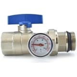 Manifold Ball Valve w/Temperature Gauge (Blue Handle)