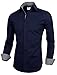 TAM WARE Mens Classic Slim Fit Contrast Inner Long Sleeve Dress Shirts TWNMS314-1-317-NAVY-US XL