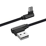 HOTWAV 4 ft Right Angle Type-C Cable Nylon Braided Ideal for Playing Games USB C 90 Degree Cable Compatible with Samsung, Moto and Other Devices (Black)