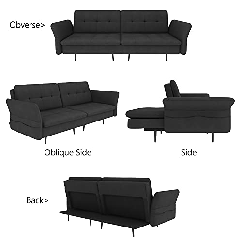 HONBAY Folding Futon, Convertible Sofa Bed for Small Space, Tufted