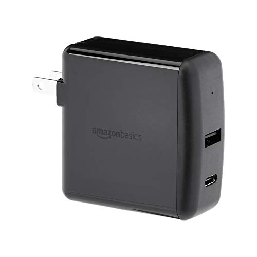 Amazon Basics 2Port Wall Charger (51W) for Tablets and Phones, with 1