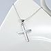 LUHE Small Cross Necklace Sterling Silver White Gold Plated Father Daughter Necklace for Men Women Unisex