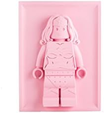 Wonder Woman Figure Bas-relief Sculpture Lego. Wall panel for children's room. Nursery decor. Pink geek statue. Gift for new parents.