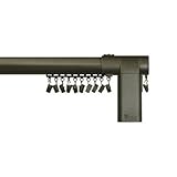 BEME International erod Center-Opening Telescoping Motorized Drapery Rod with Coffee Finish, 80 to 144-Inch