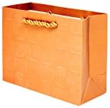Singular Metallizing Paper Square Embossed Horizontal Paper, Shopping, Retail Bag With Rope Handle, 6.7" L x 5.1" W x 2.7" H, Rose Gold, Set Of 12