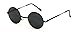Casual Fashion Small Round Circle Thin Metal Frame Unisex Sunglasses Lennon (Black)