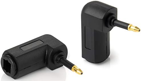 Poppstar 2x 90° angled Toslink Coupler (Toslink female connector to mini male connector), right angle plug forToslink optical digital audio cable (TOS cable), S/PDIF cable