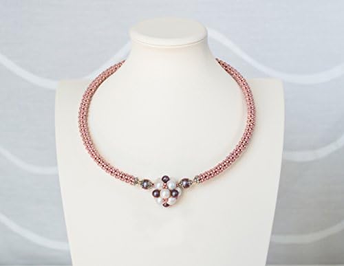 Swarovsky Pearls beaded necklace, Seed Bead Necklace, Statement necklace, Evening jevelry, Unique design, Giftr for her